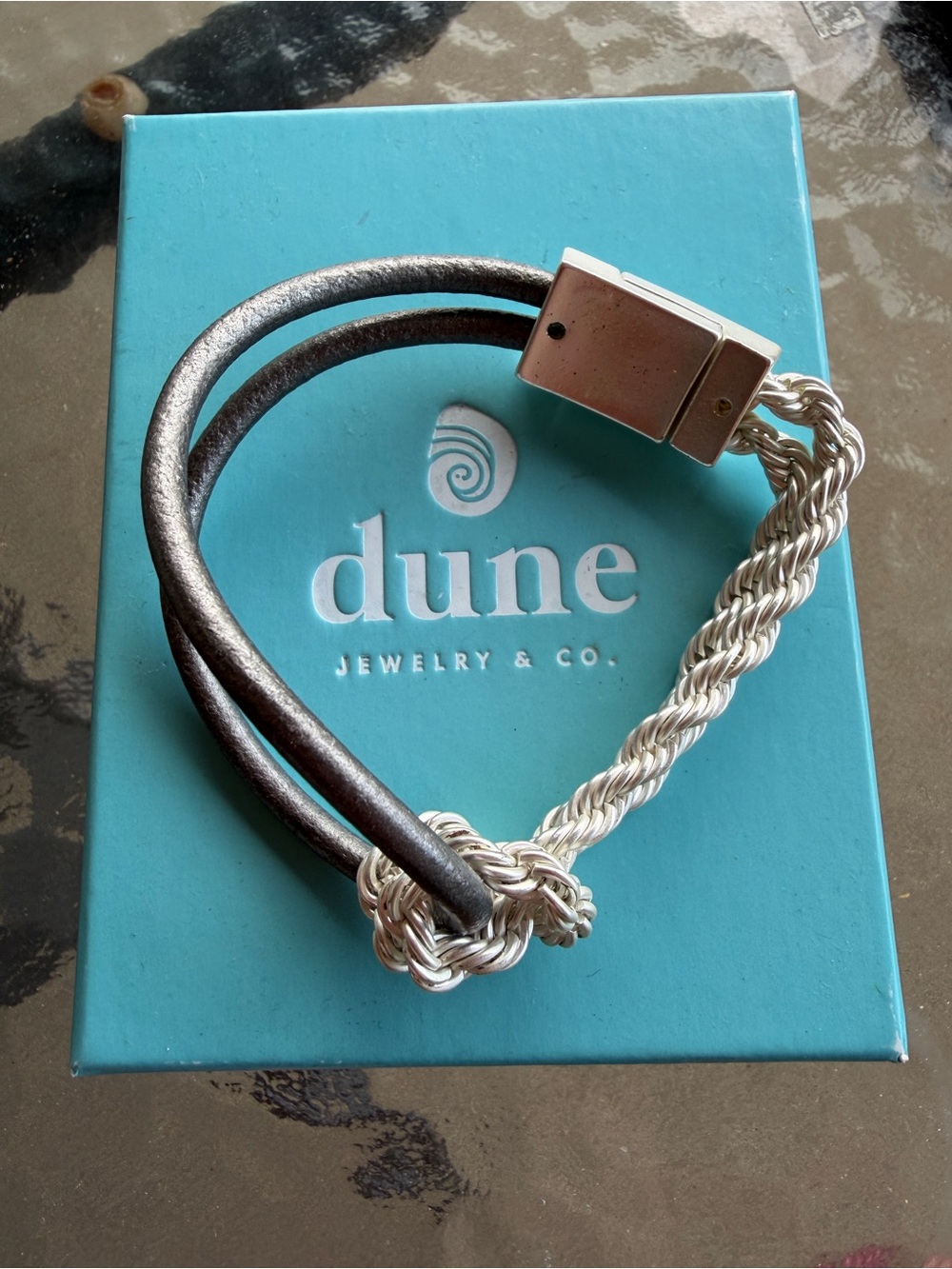 Dune Leather and Silver-Tone Knot Bracelet - Dune